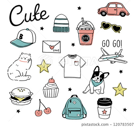 Cute hand-drawn illustrations_color 120783507