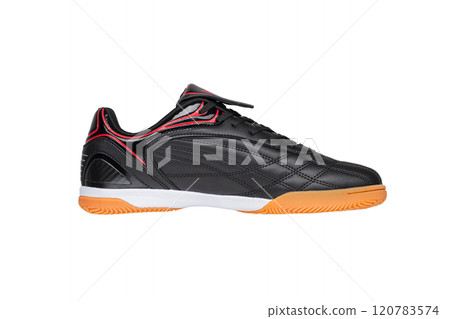 Black leather sneaker on a white background. Black leather sneaker on a white background. 120783574