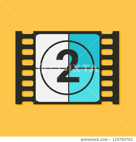 Cinema movie screen countdown icon. Retro cinema movie timer counter. Vector illustration 120783783