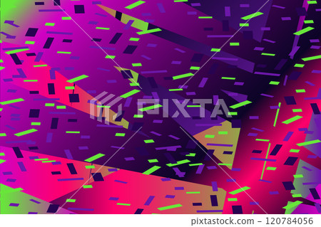 Falling confetti abstract background in retro neon colors vector illustration. Happy geometric trendy graphic design for greeting card banner poster event celebration flyer party invitation cover 120784056