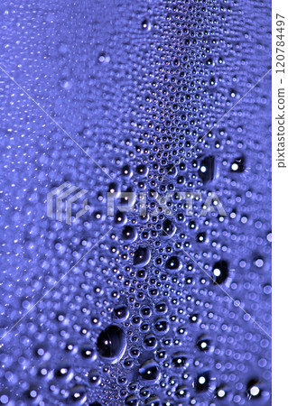 Tiny Bubbles on a Colour Background Condensation Blue Steam Water 120784497
