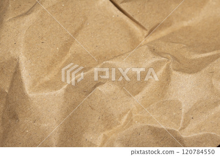 Cardboard Paper Screwed Crunched up Box Packaging Recycled Close up for Background 120784550