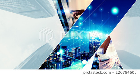 Collage of various technology images Horizontal visuals for banners and advertisements 120784603