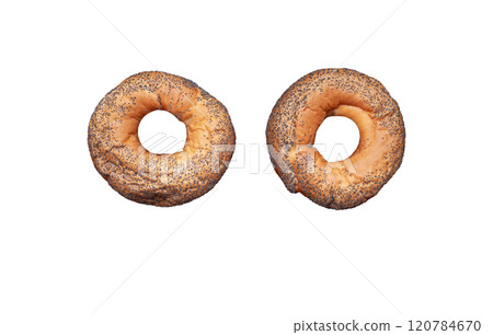 Poppy seed bagels isolated on white 120784670