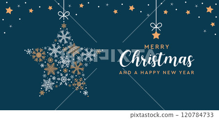 christmas greeting card with hanging star decoration vector illustration christmas greeting card with hanging star decoration vector illustration 120784733