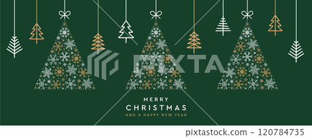 christmas greeting card with hanging snowflake fir tree decoration vector illustration christmas greeting card with hanging snowflake fir tree decoration vector illustration 120784735