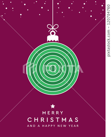 christmas card with hanging ball decoration with circle pattern vector illustration 120784760