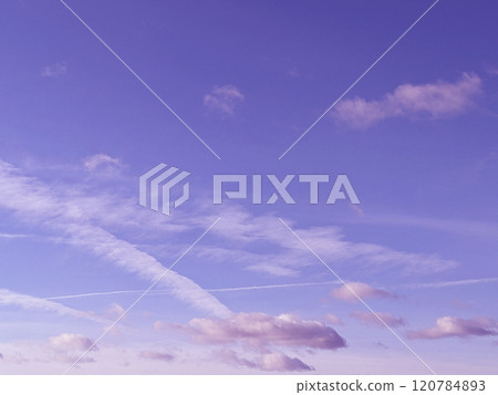 Cloudscape Fluffy White Clouds and Blue Sky for Background 120784893