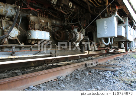 A beautifully preserved retro diesel railcar engine that once ran on the Kashima Railway 120784973