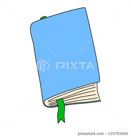 Book with a bookmark, back to school concept, doodle style vector Book with a bookmark, back to school concept, doodle style vector 120785006