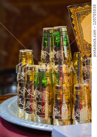 Arabic glasses laid out in a slide 120785038