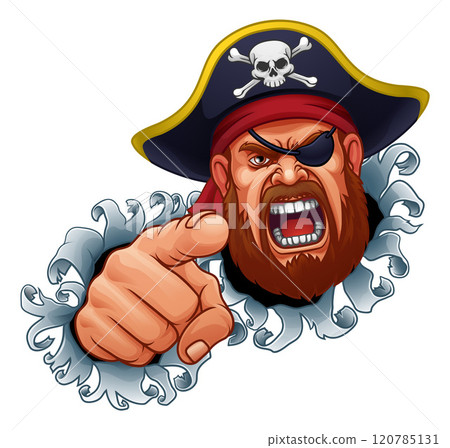 Pirate Captain Angry Mascot Cartoon Man Face Head Pirate Captain Angry Mascot Cartoon Man Face Head 120785131