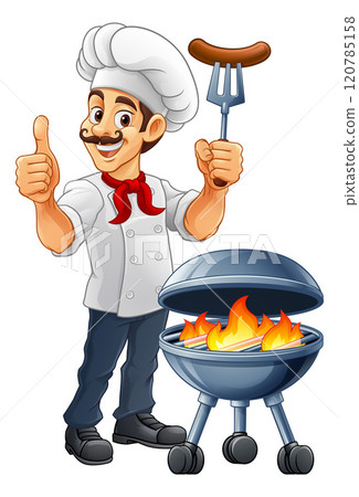 Chef Cartoon Barbecue Cook Man Mascot Character 120785158