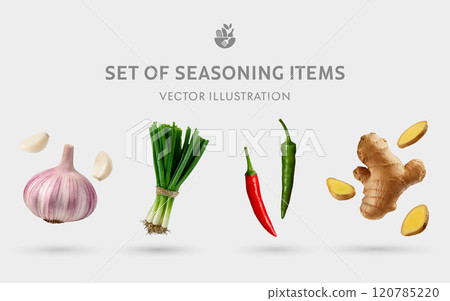 Garlic, Scallions, Chili, Ginger 120785220