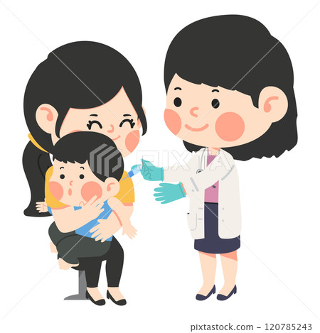 doctor is giving a boy a vaccine 120785243