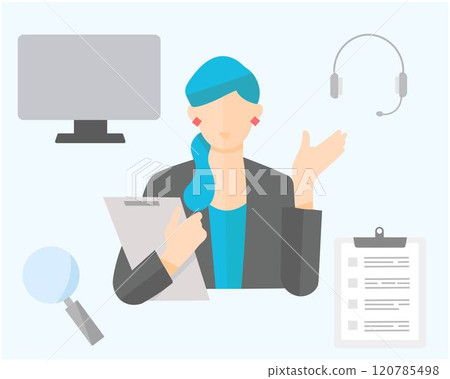 Business person making a proposal to a customer - Clipboard - Vector illustration 120785498