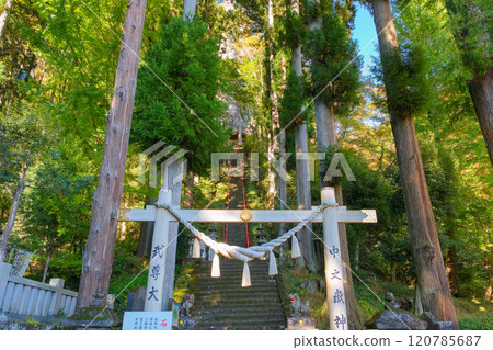 群馬縣甘樂郡妙義山中野岳神社的石階 120785687