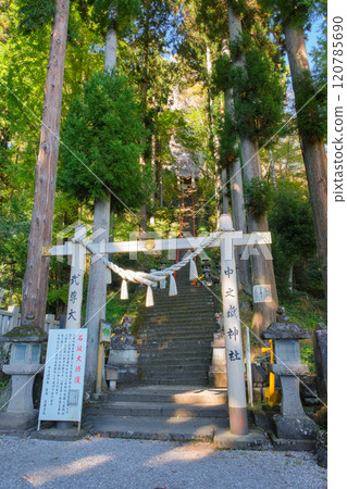 群馬縣甘樂郡妙義山中野岳神社的石階 120785690