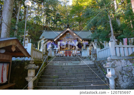 Autumn at Mt. Myogi, Nakanotake Shrine, and the torii gate of Koshi Daikoku Shrine in Kanra District, Gunma Prefecture 120785697
