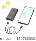 Digital watercolor painting_smartphone and mobile charger (separate cord) 120786032