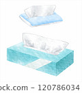 Digital watercolor painting_pocket tissue and tissue box 120786034