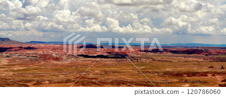 Panorama Bleak Landscape Petrified Forest National Park Arizona Panorama Bleak Landscape Petrified Forest National Park Arizona 120786060