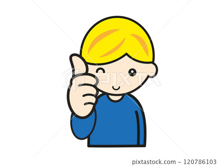 Blond boy making an OK pose Blond boy making an OK pose 120786103