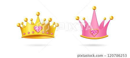 Golden tiara with sparkle for royal and wedding themes. 120786253