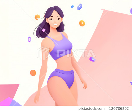 健康女性影像插畫素材 120786292