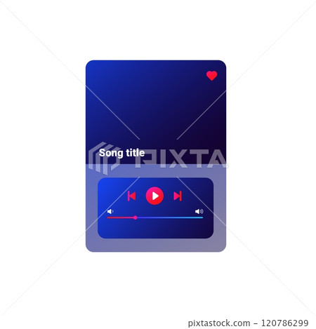 Dark modern music player UI for playlists and audio control. 120786299