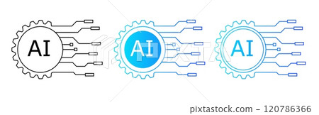 AI logo with circuit design for modern tech and innovation. 120786366