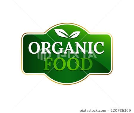 Eco badge for quality organic and vegan products. 120786369