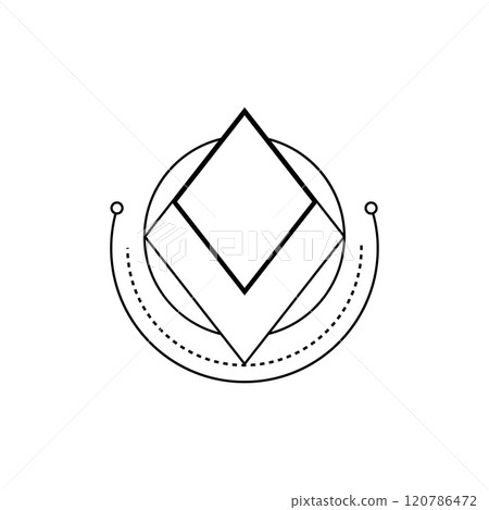Triangle with occult symbols for spiritual art. Triangle with occult symbols for spiritual art. 120786472