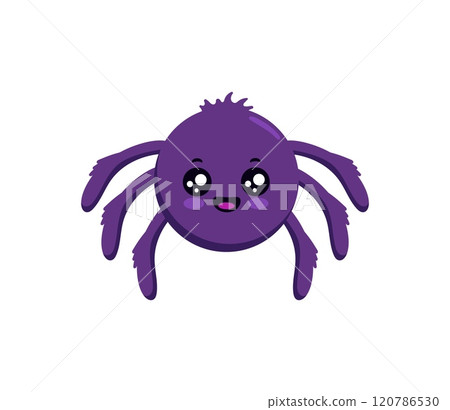 Happy cartoon spider with big eyes for fun designs. 120786530