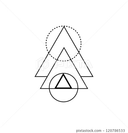 Minimalist black triangle for ritual and spiritual themes. 120786533