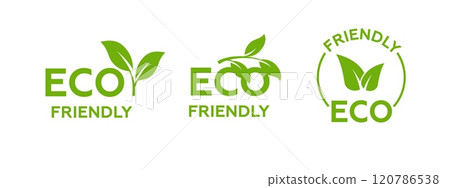Green eco friendly leaf icon with outline for sustainable designs. 120786538
