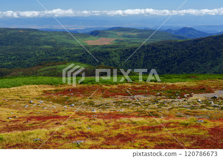 Climbing Mt. Shokanbetsu: Spectacular views of Hokkaido in autumn - One of Japan's 200 famous mountains Climbing Mt. Shokanbetsu: Spectacular views of Hokkaido in autumn - One of Japan's 200 famous mountains 120786673