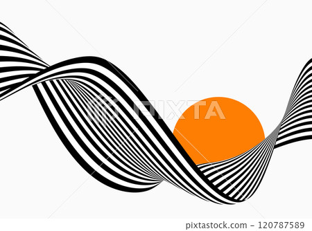 Abstract wave background, black and white wavy stripes or lines design. 120787589
