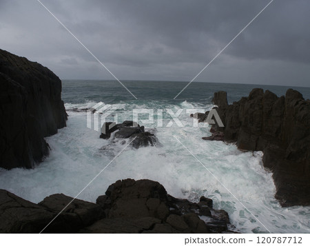 Winter in the Sea of Japan, Tojinbo, Fukui Prefecture 120787712