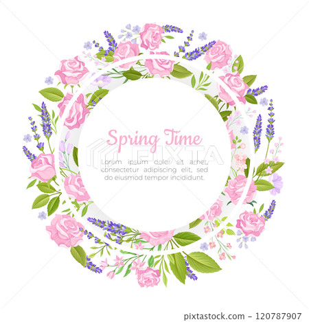 Rose Lavender Flower Banner Design with Tender Flora Vector Template Rose Lavender Flower Banner Design with Tender Flora Vector Template 120787907