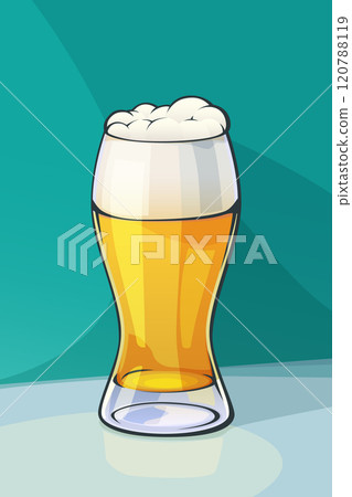 cartoon white beer glass on blue back cartoon white beer glass on blue back 120788119