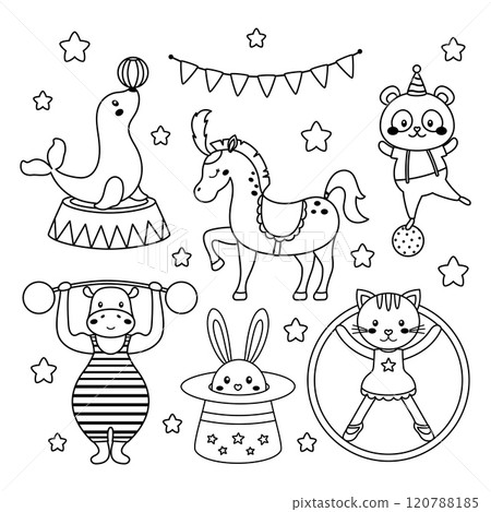 outline cartoon circus set outline cartoon circus set 120788185