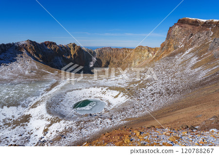 Climbing Mt. Meakan, Aonuma, a spectacular view in early winter 120788267