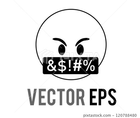 Angry red angry with black bar face icon and white grawlixes covering its mouth 120788480