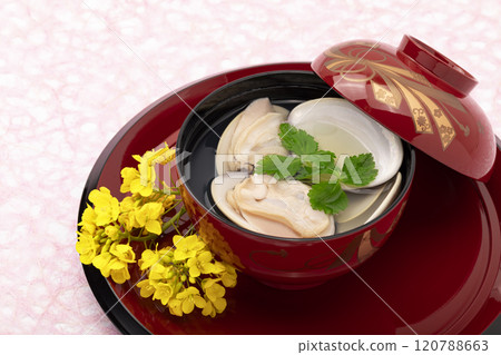 蛤蜊湯和油菜花 120788663