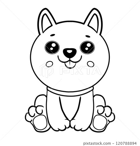 Cute kawaii dog and baby cartoon character coloring page vector illustration. Pet animal, mothers day colouring page for kids Cute kawaii dog and baby cartoon character coloring page vector illustration. Pet animal, mothers day colouring page for kids 120788894