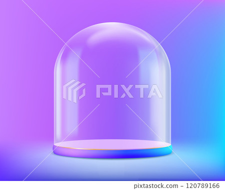 Empty stand with glass dome. 120789166