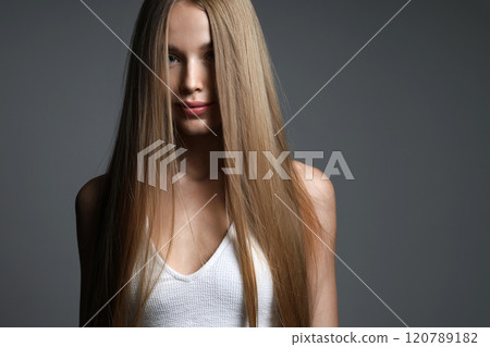 pretty sweet teenager girl with Healthy Hair. beautiful blond young woman pretty sweet teenager girl with Healthy Hair. beautiful blond young woman 120789182