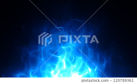 A background of blue flames with the center burning A background of blue flames with the center burning 120789361