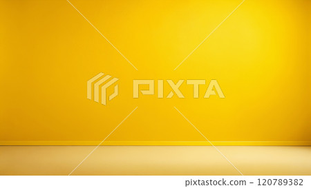 yellow room with vivid color wall and floor. Beautiful minimalistic interior background yellow room with vivid color wall and floor. Beautiful minimalistic interior background 120789382